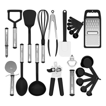 Lux Decor Kitchen Utensils Set- 23 Piece Cooking Utensils Set, Nylon Cookware Kitchen Accessories Set - Black