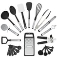 thumbnail image 1 of Lux Deor 23 Pieces Kitchen Cooking Utensils Set – 446°F Heat Resistant kitchen Gadgets for Non-Stick Cookware BPA FREE – Silicon Rubber Spatula set - Black, 1 of 12