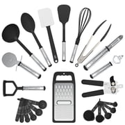 Lux Deor 23 Pieces Kitchen Cooking Utensils Set   446 F Heat Resistant kitchen Gadgets for Non-Stick Cookware BPA FREE   Silicon Rubber Spatula set - Black