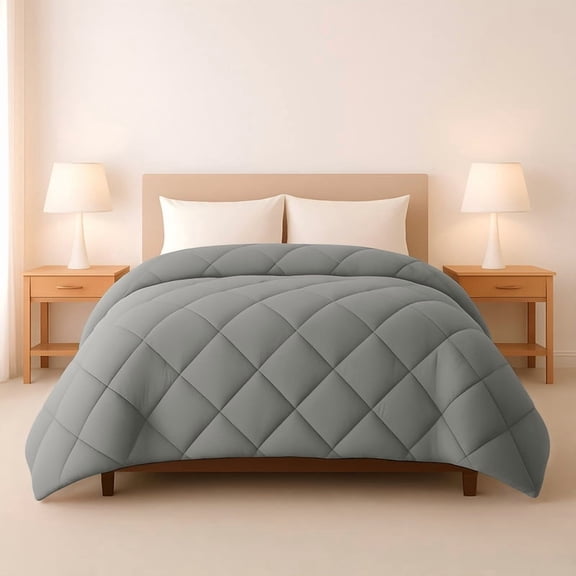 Lux Decor Lightweight King Comforter - All Season Down Alternative Bedding, OEKO-TEX Certified, Soft & Breathable with Diamond Quilted Design (90"x102", Grey)