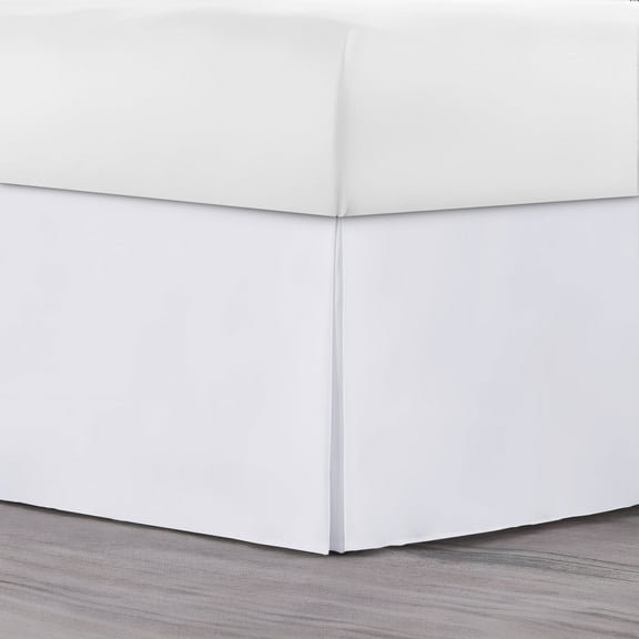 Lux Decor Queen Bed Skirt - Easy fit with 16 Inch Tailored Drop - Brushed Microfiber, Soft Quadruple Pleated, Hotel Quality - White