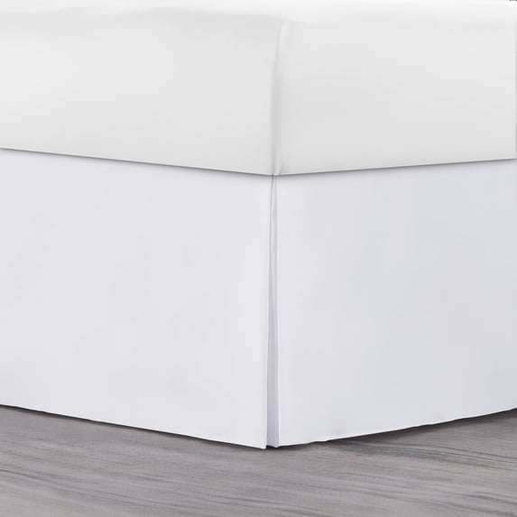 Lux Decor Queen Bed Skirt - Easy fit with 16 Inch Tailored Drop - Brushed Microfiber, Soft Quadruple Pleated, Hotel Quality - White
