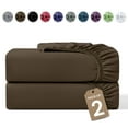 thumbnail image 1 of Lux Decor Queen Fitted Sheet Only 2 Pack - Ultra Soft Brushed Microfiber Bottom Sheet, 16” Deep Pocket, 360° Elastic All Around Fit, Wrinkle & Fade Resistant, Brown, 1 of 9