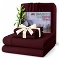 thumbnail image 1 of Lux Decor Rayon from Bamboo Blend Sheets Set Queen - 4 Piece Deep Pocket Bed Sheets Set, Burgundy, 1 of 8