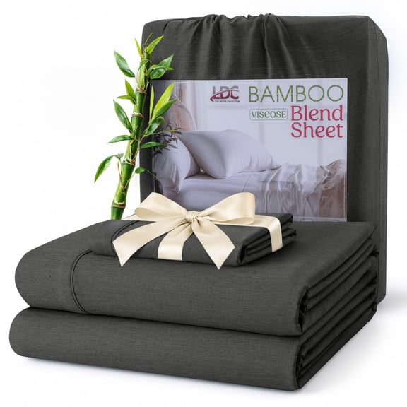 Lux Decor Rayon from Bamboo Blend Sheets Twin - 3 Piece Soft Cooling Bed Sheets Set, Charcoal
