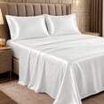 thumbnail image 1 of Lux Decor Satin Sheets Full Size - 4 Piece Cooling Silky Bed Sheet Set for Hair and Skin, Similar to Silk, 15" Deep Pocket, OEKO-TEX Certified (White), 1 of 11