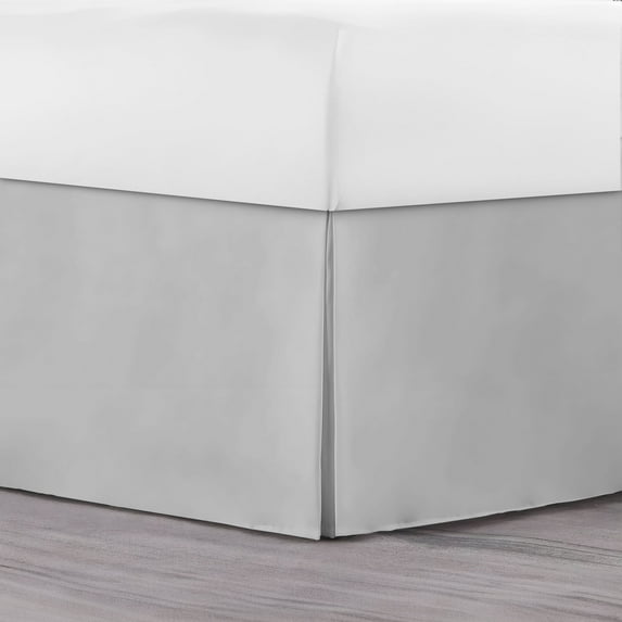 Lux Decor Twin Bed Skirt - Easy fit with 16 Inch Tailored Drop - Brushed Microfiber, Soft Quadruple Pleated, Hotel Quality - Gray