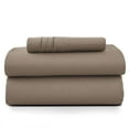 thumbnail image 1 of Lux Decor Twin-XL Bed Sheet Set, 3-Piece Plain Soft Microfiber – Deep Pocket Twin XL Bed Sheets, Includes 1 Fitted Sheet, 1 Flat Sheet, 1 Pillowcase, Brown, 1 of 10
