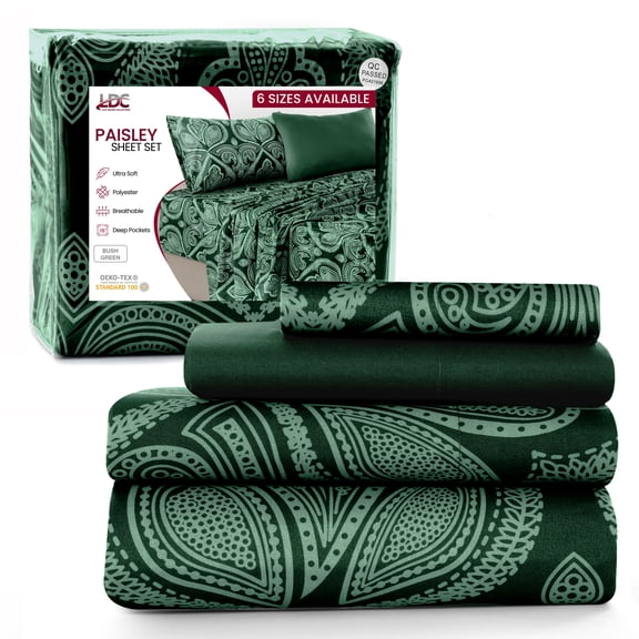 Lux Decor Twin XL Bed Sheets Set - 4 Piece Soft Brushed Microfiber Sheets - Hotel Luxury Deep Pocket Sheet Set for Kids, Teens & Dorm Rooms - Bush Green