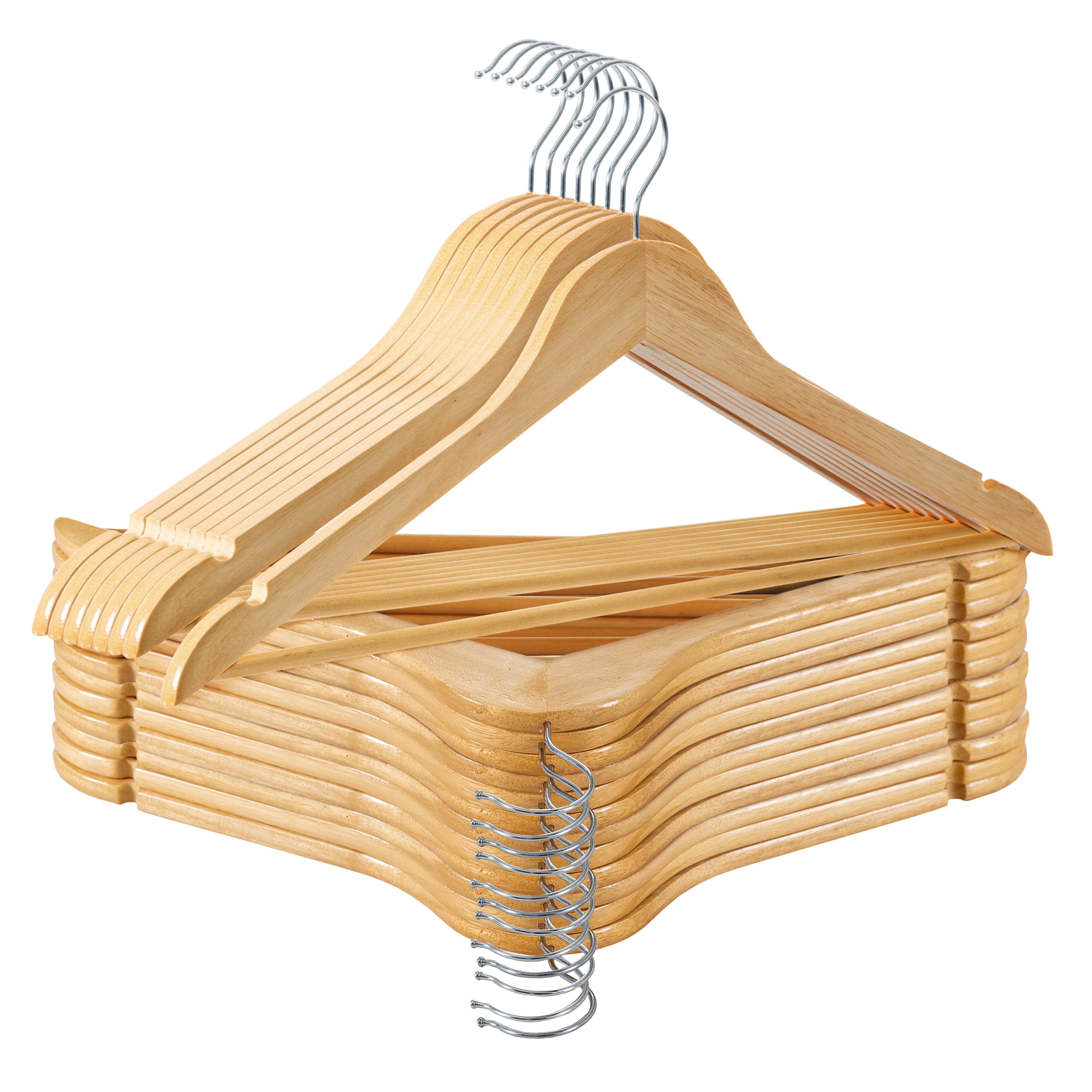 Lux Decor Wooden Hangers 20 Pack - Coat & Suit Hangers with 360 Swivel Hook & Non-Slip Notches - Durable Natural Wood Hangers for Clothes, Skirt, Shirt, Pants, Dress