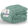 thumbnail image 1 of Lux Decor King Size Blankets for Bed, Ultra Soft Lightweight Striped Fuzzy Fleece Bed Blanket All Season Cozy Comfort, Green, 1 of 11