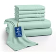 thumbnail image 1 of Lux Decor King Size Bed Sheets - 6 Piece Ultra-Soft Microfiber Sheets Set, Deep Pocket Fitted Sheet, Flat Sheet & 4 Pillowcases, Breathable Hotel Luxury, OEKO-TEX Certified, Spa Blue, 1 of 10