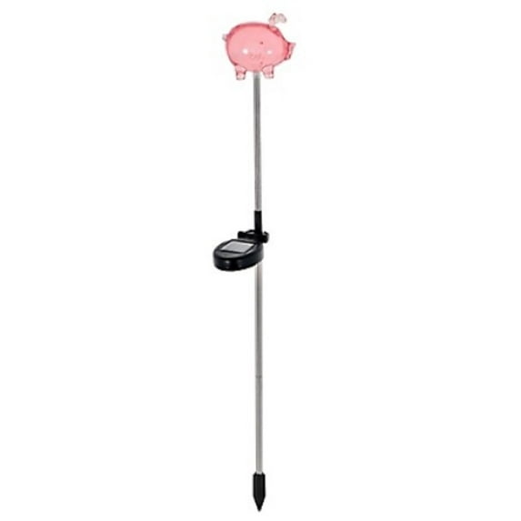 Lux-Landscape SLR2019AS Automatic Outdoor Solar Pig Light with Panel, Pink