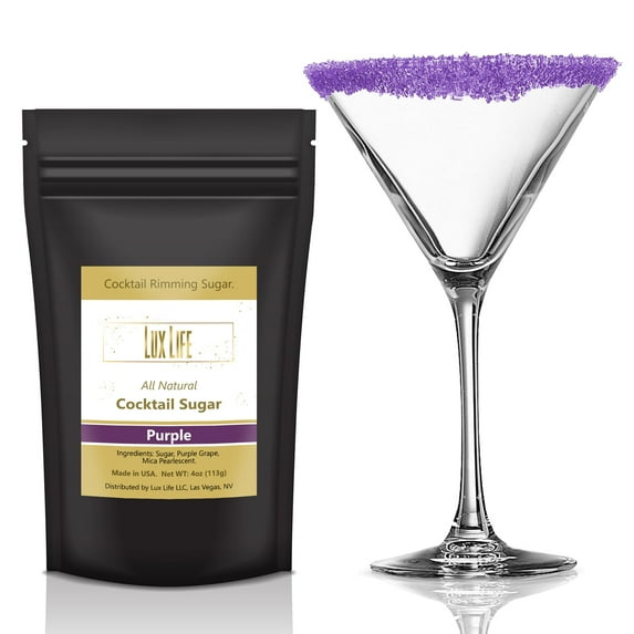 Lux Life Cocktail Sugar - Gluten & GMO-Free Cocktail Rimming Sugar - Vegan & Kosher Rimming Sugar - Rimming Sugar for Cocktails, Daiquiris, Cosmopolitans & Margaritas 4oz