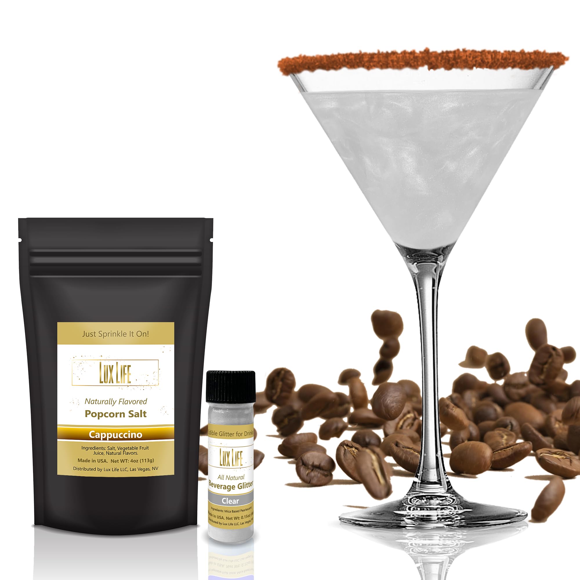 Lux Life Edible Glitter for Drinks, All Natural Ingredient Flavored