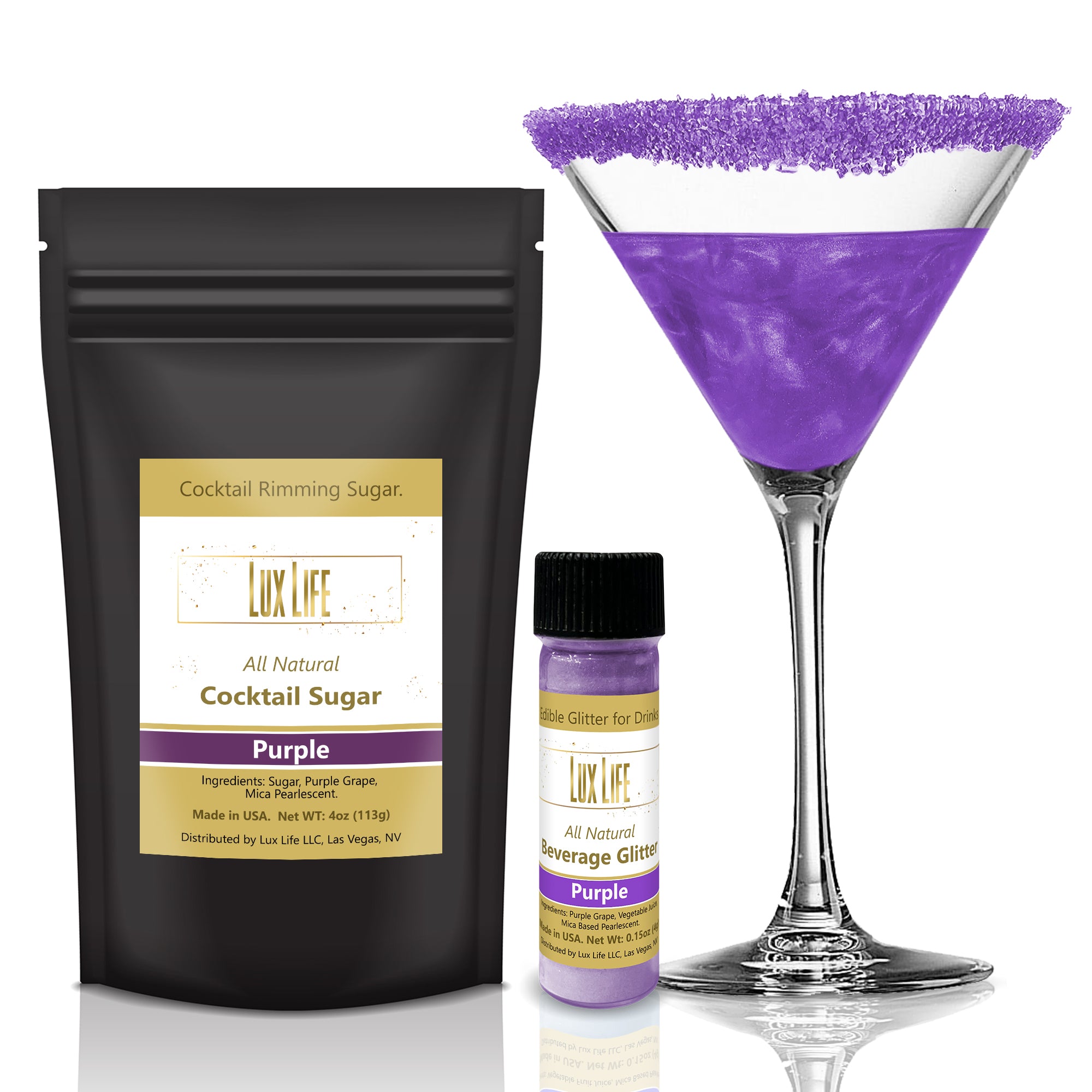 Lux Life Combo Glitter & Rimming Sugar; 100 Natural Ingredients, Made