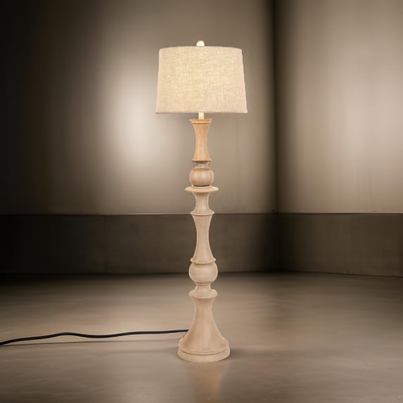 Lux Lighting 63'' Coastal Brillance Cream Floor Lamp 3-Way Switch