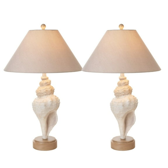 Lux Lighting Conch 30" Seashell Coastal Table Lamps (Set of 2) 3-Way Switch
