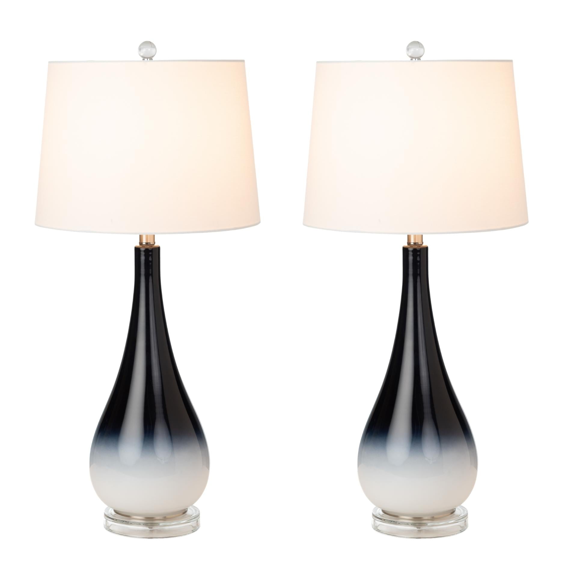 Lux Lighting  Ombre Black/White Glass Table Lamps (Set of 2) 3-Way Switch