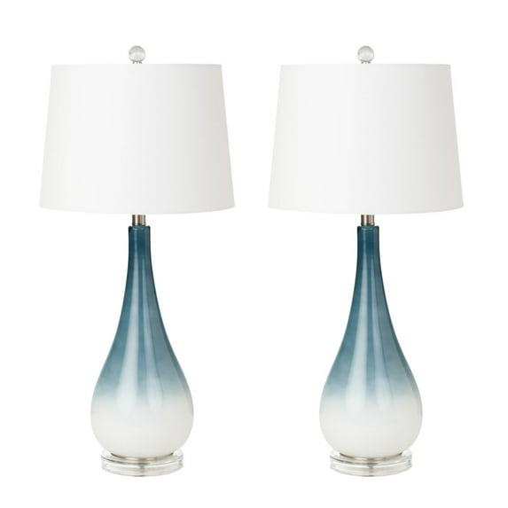 Lux Lighting Ombre Black/White Glass Table Lamps (Set of 2) 3-Way Switch
