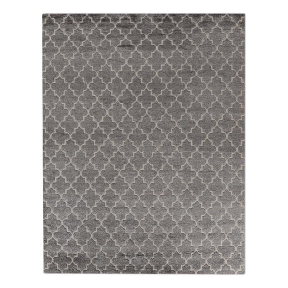 Lux Look Hand-Knotted Bamboo Silk Gray 10'x14' Area Rug