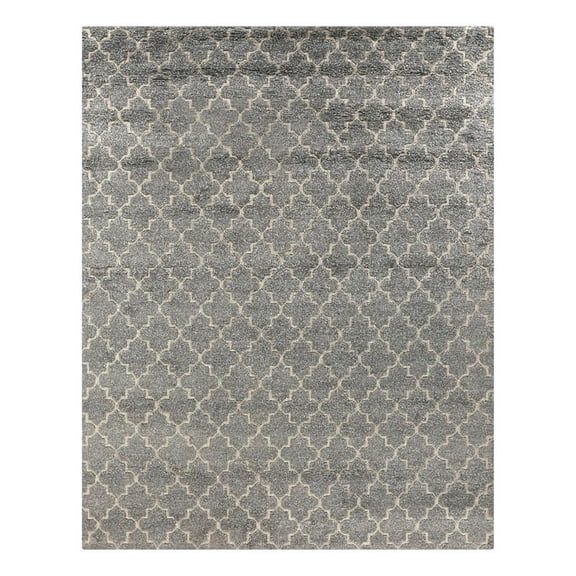 Lux Look Hand-Knotted Bamboo Silk Silver 8'x10' Area Rug