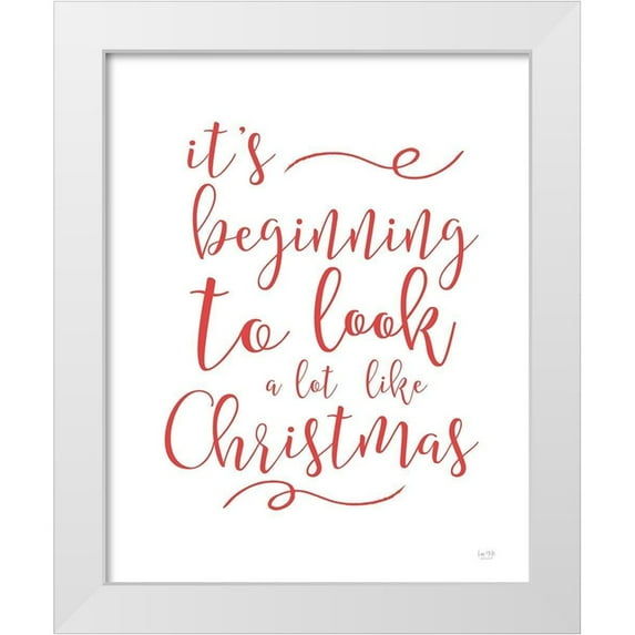 Lux + Me Designs 12x14 White Modern Wood Framed Museum Art Print Titled - Beginning to Look Like Christmas