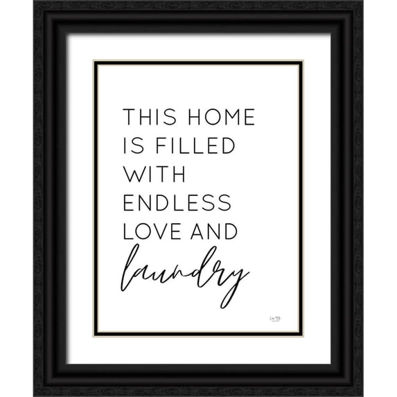 Lux + Me Designs 15x18 Black Ornate Wood Framed with Double Matting Museum Art Print Titled - Endless Love and Laundry