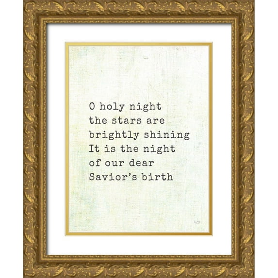 Lux + Me Designs 15x18 Gold Ornate Wood Framed with Double Matting Museum Art Print Titled - O Holy Night