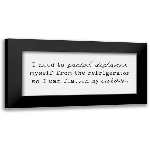 Lux + Me Designs 18x10 Black Modern Framed Museum Art Print Titled - Social Distance, Flatten Curves