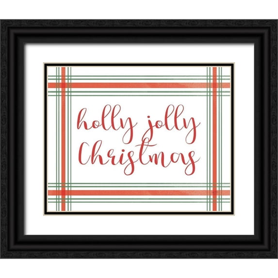 Lux + Me Designs 18x15 Black Ornate Wood Framed with Double Matting Museum Art Print Titled - Holly Jolly Christmas