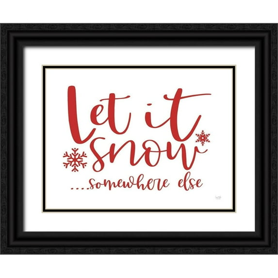 Lux + Me Designs 18x15 Black Ornate Wood Framed with Double Matting Museum Art Print Titled - Let It Snow