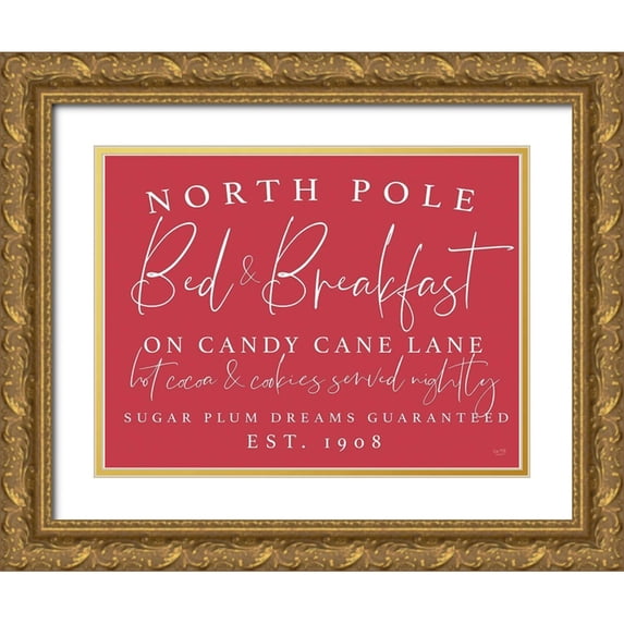 Lux + Me Designs 18x15 Gold Ornate Wood Framed with Double Matting Museum Art Print Titled - North Pole Bed And Breakfast
