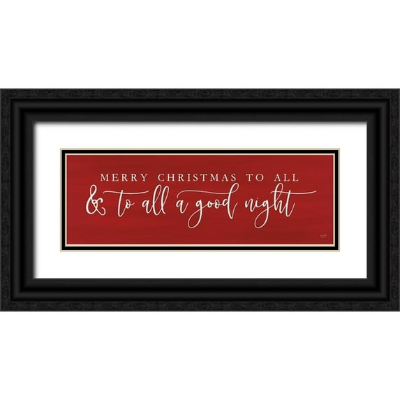 Lux + Me Designs 18x9 Black Ornate Wood Framed with Double Matting Museum Art Print Titled - Merry Christmas to All