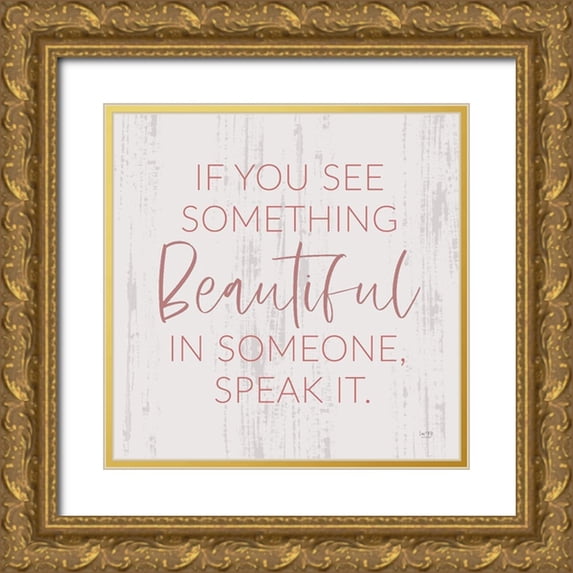 Lux + Me Designs 20x20 Gold Ornate Wood Framed with Double Matting Museum Art Print Titled - Something Beautiful
