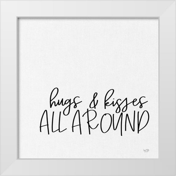 Lux + Me Designs 20x20 White Modern Wood Framed Museum Art Print Titled - Hugs and Kisses