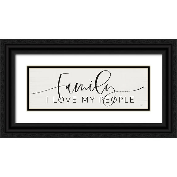 Lux + Me Designs 24x11 Black Ornate Wood Framed with Double Matting Museum Art Print Titled - Family - I Love My People