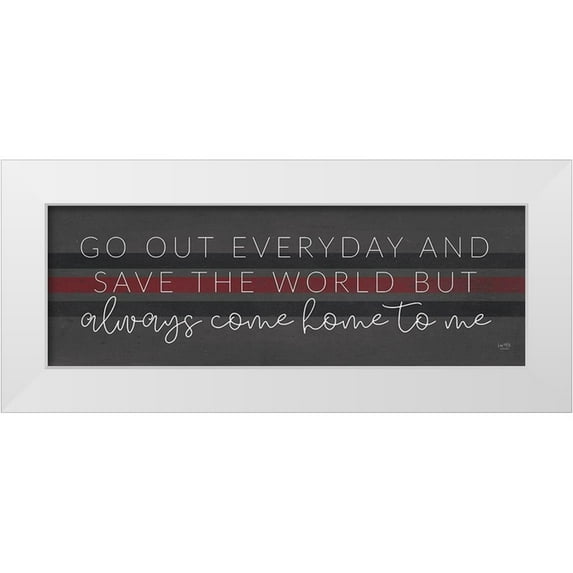 Lux + Me Designs 24x11 White Modern Wood Framed Museum Art Print Titled - Always Come Home to Me - Fire