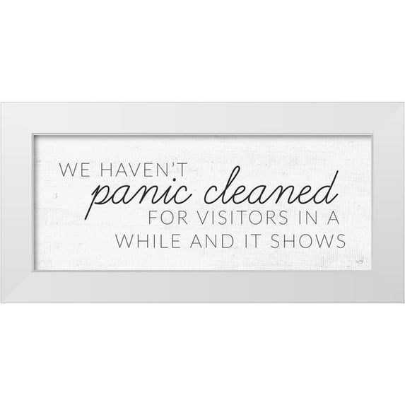 Lux + Me Designs 24x12 White Modern Wood Framed Museum Art Print Titled - Panic Cleaned
