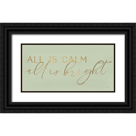Lux + Me Designs 24x14 Black Ornate Wood Framed with Double Matting Museum Art Print Titled - All is Calm