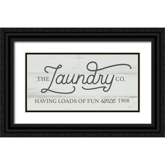 Lux + Me Designs 24x14 Black Ornate Wood Framed with Double Matting Museum Art Print Titled - The Laundry Company