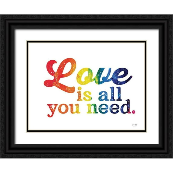 Lux + Me Designs 24x19 Black Ornate Wood Framed with Double Matting Museum Art Print Titled - Love is All You Need