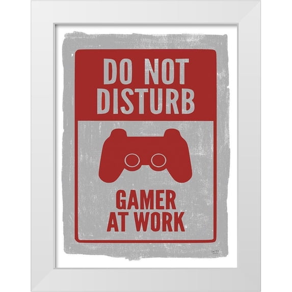 Lux + Me Designs 25x32 White Modern Wood Framed Museum Art Print Titled - Gamer at Work