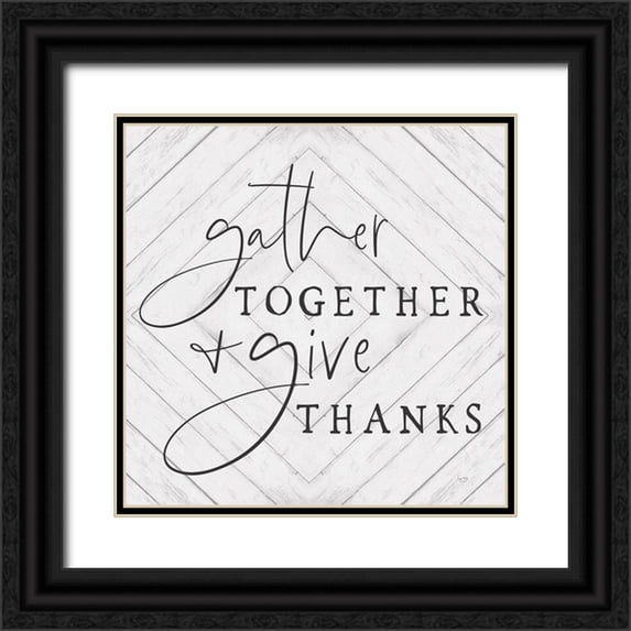 Lux + Me Designs 26x26 Black Ornate Wood Framed with Double Matting Museum Art Print Titled - Gather Together and Give Thanks