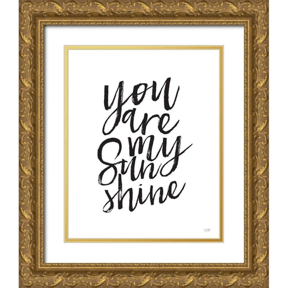 Lux + Me Designs 26x31 Gold Ornate Wood Framed with Double Matting Museum Art Print Titled - You are My Sunshine