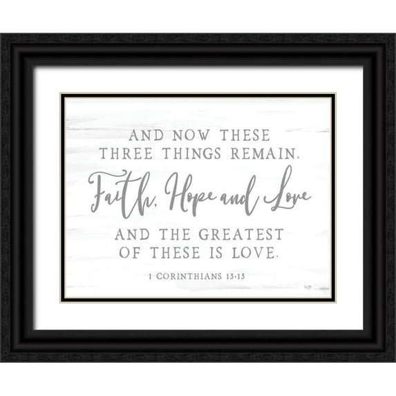Lux + Me Designs 32x25 Black Ornate Wood Framed with Double Matting Museum Art Print Titled - Three Things Remain