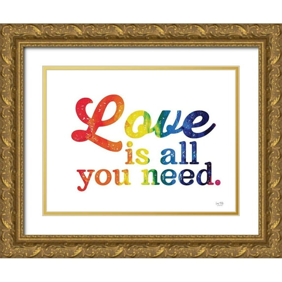 Lux + Me Designs 32x25 Gold Ornate Wood Framed with Double Matting Museum Art Print Titled - Love is All You Need