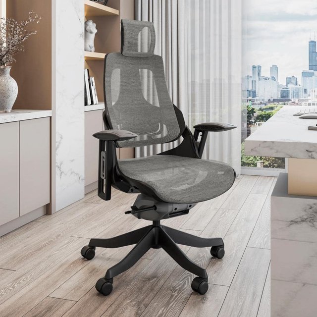 Lux Mesh Reclining Ergonomic Executive Office Chair in Grey with