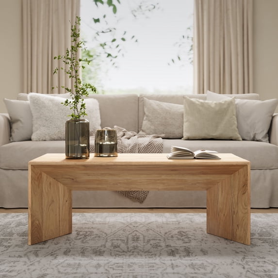 Lux Solid Wood 48" Modern Angled Coffee Table