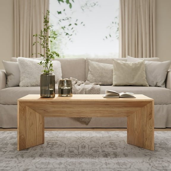 Lux Solid Wood 48" Modern Angled Coffee Table